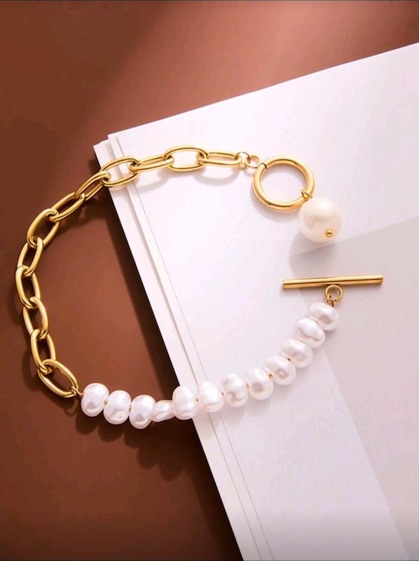 دستبند استیل مدل مرواریدی