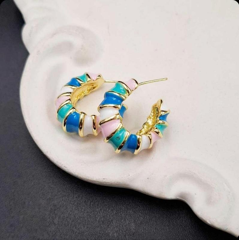 گوشواره میناکاری مدل راه راه کد (01)