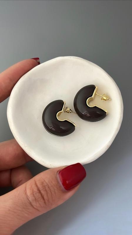 گوشواره مدل نیم داره مشکی