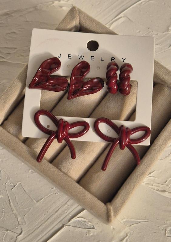 گوشواره پکی مدل ترکیبی زرشکی