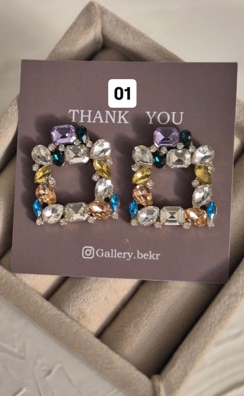 گوشواره جواهری مدل مربع