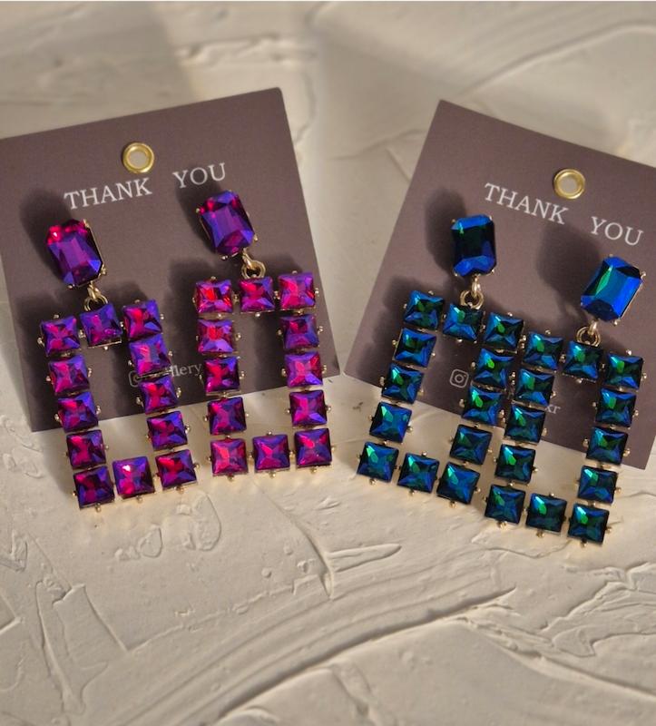 گوشواره جواهری مدل مستطیل