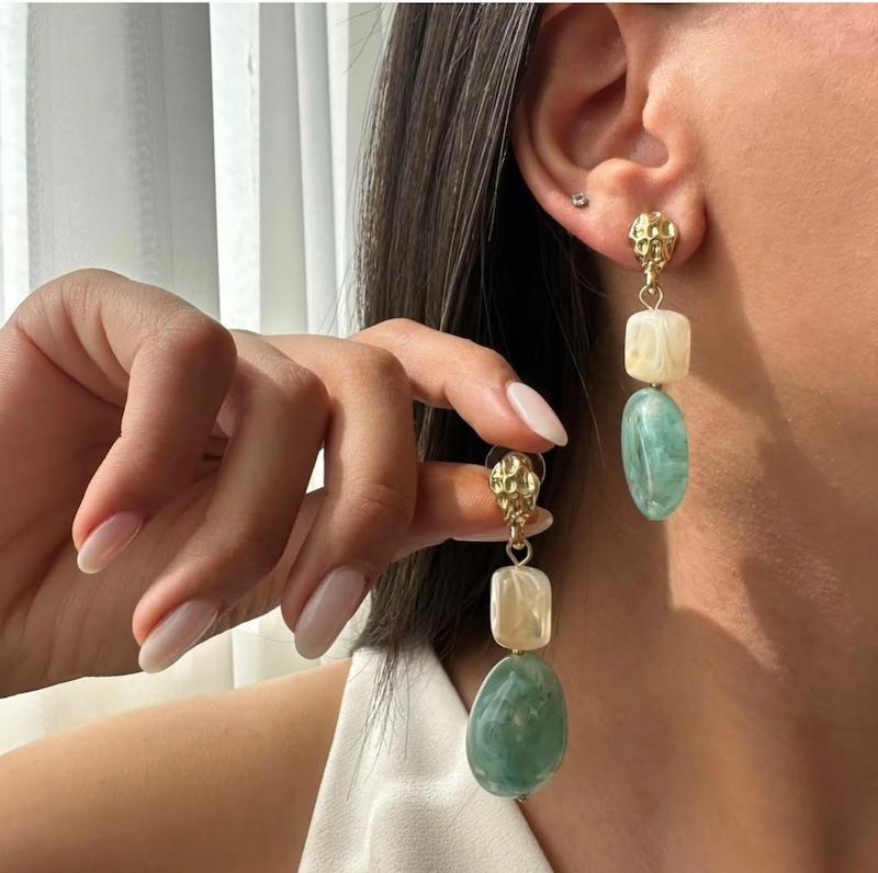 گوشواره رزین مدل سبز