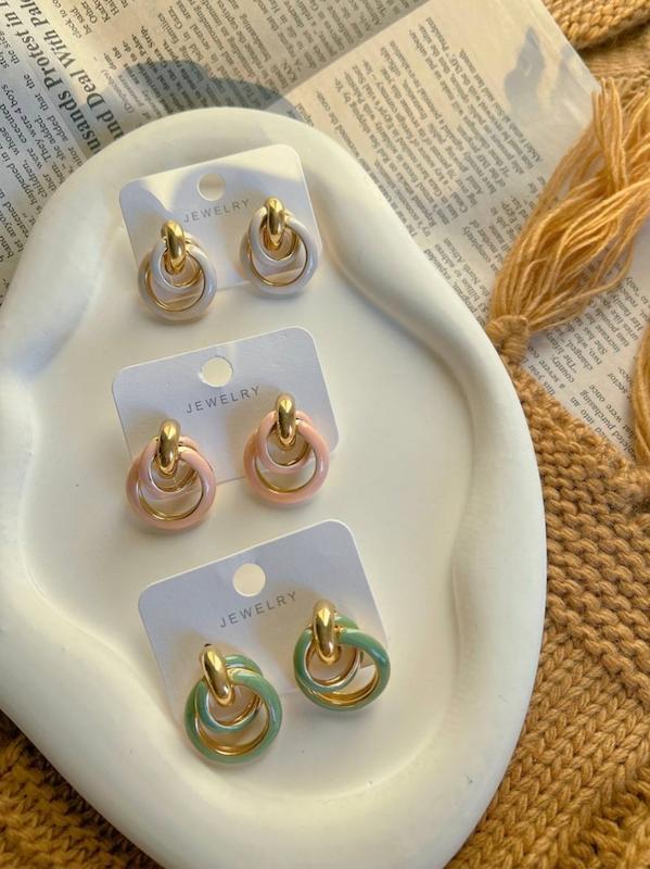 گوشواره میناکاری مدل دو حلقه