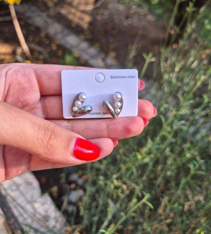 گوشواره مدل قلب مرواریدی