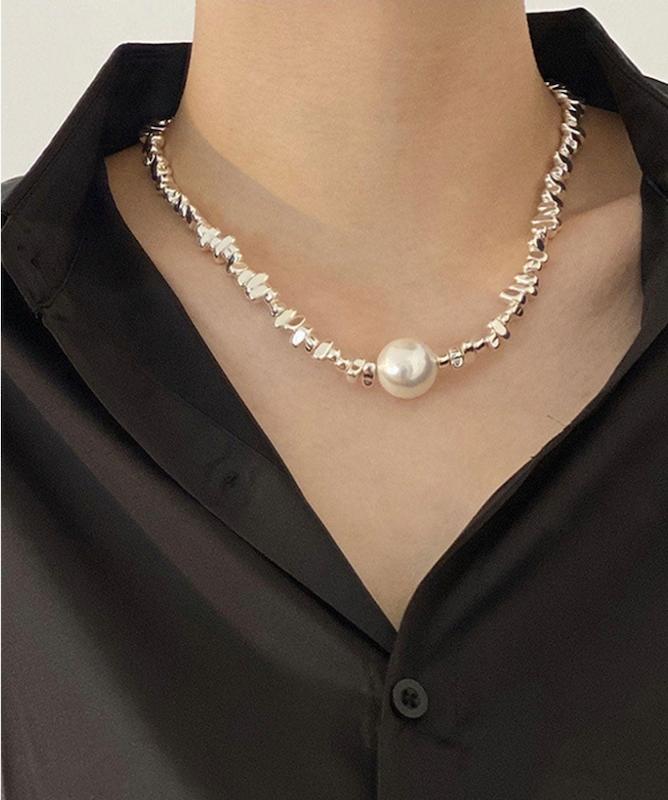 گردنبند مدل مروارید و نقره