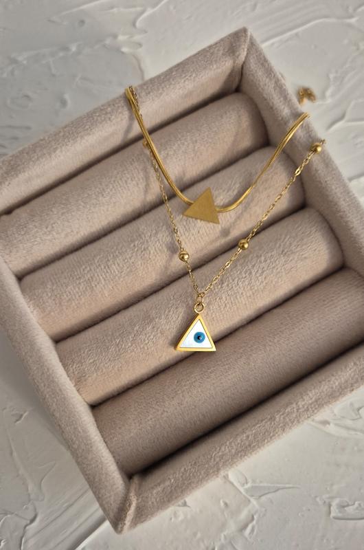 گردنبند ۲ لاین مدل چشم نظر