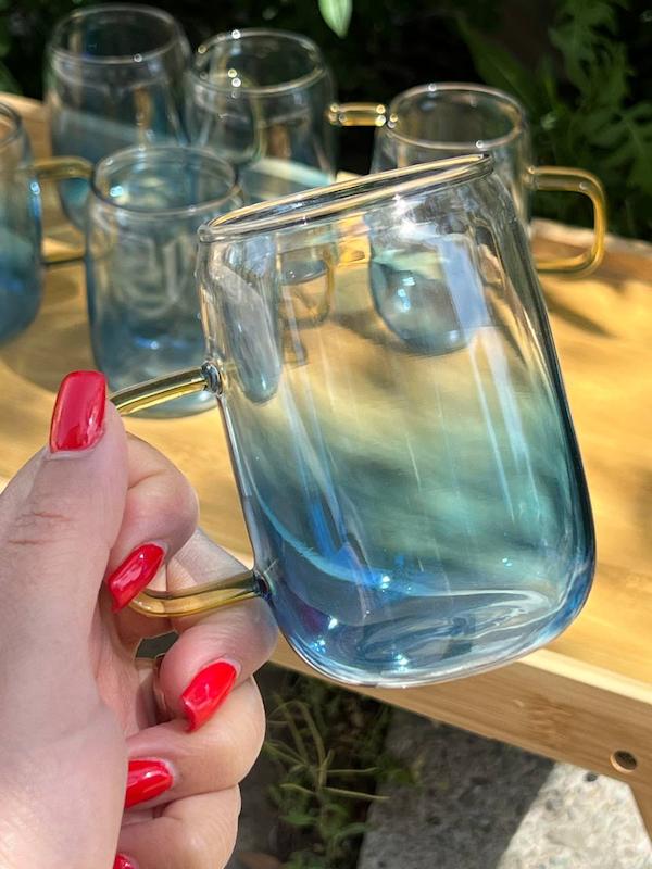 پارچ و لیوان رنگ آبی