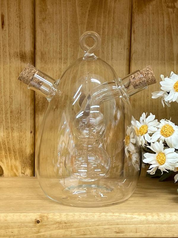 آبلیمو خوری پیرکس دوجداره طرح گلابی- روغن ریز دوجداره