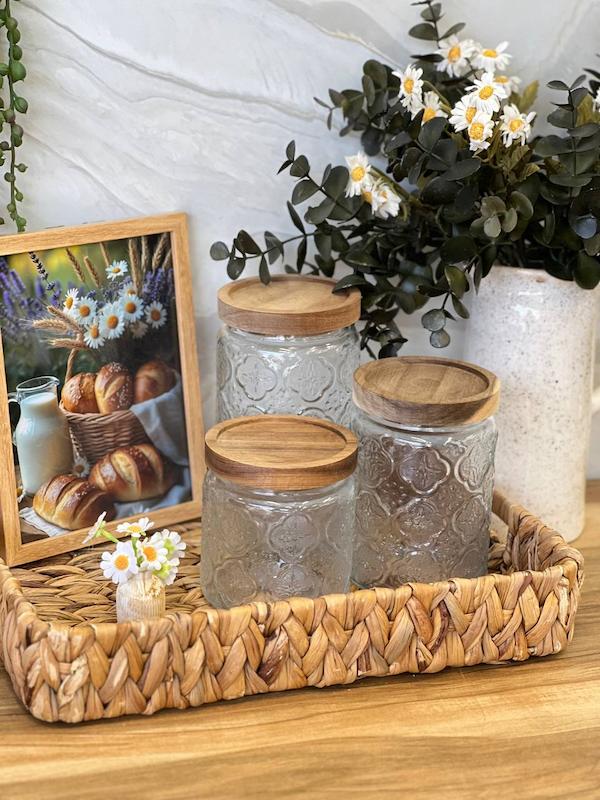 بانکه شیشه ای درب چوبی گرد