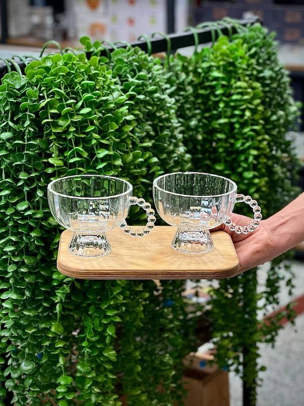 بستنی خوری دسته مرواریدی جفتی