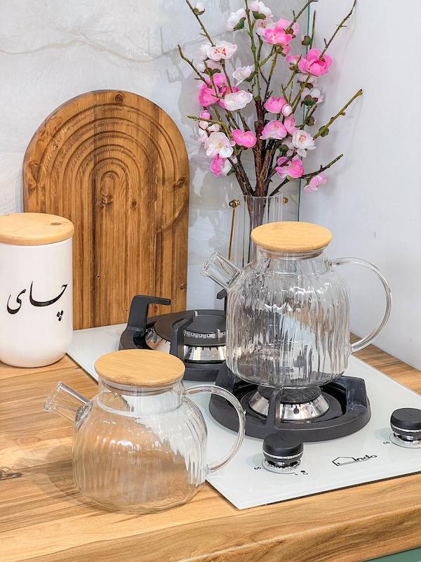 قوری پیرکس درب بامبو