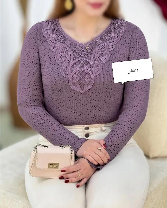 بلوز یقه دانتل 