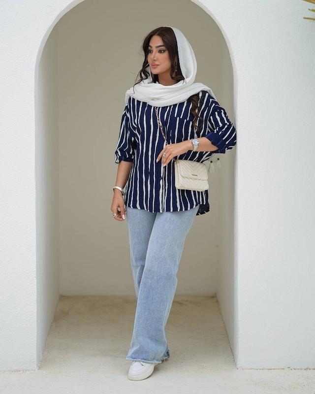 شومیز مانتویی راه راه 