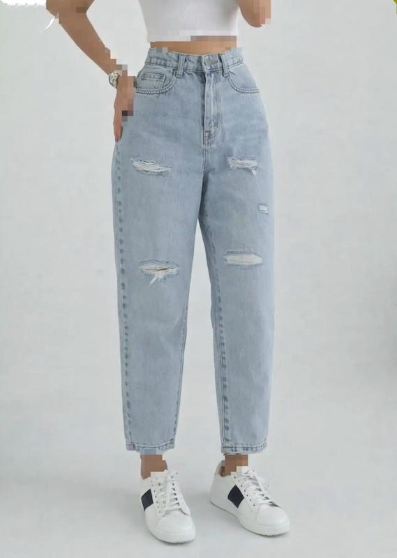 شلوار جین مام استایل  زاپدار