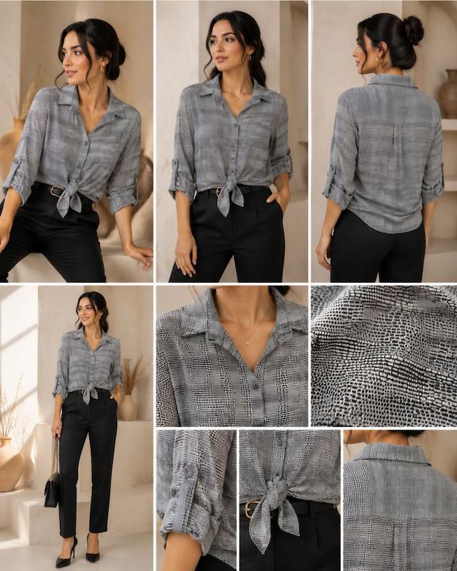 شومیز گرهی ژاکارد