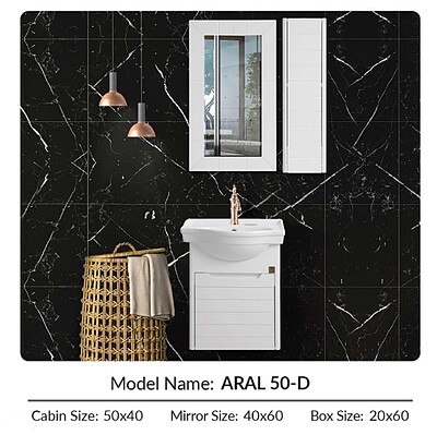 ست روشویی و کابینت و آینه مدل آرال ARAL 50-D