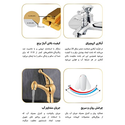 شیر دوش کرومات مدل فیوره طلا مات