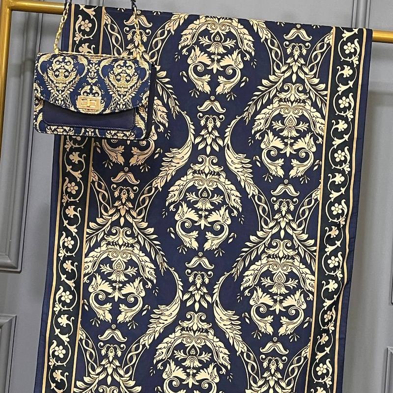 ست کیف و شال طرح الیزابت سورمه ای 22- 138