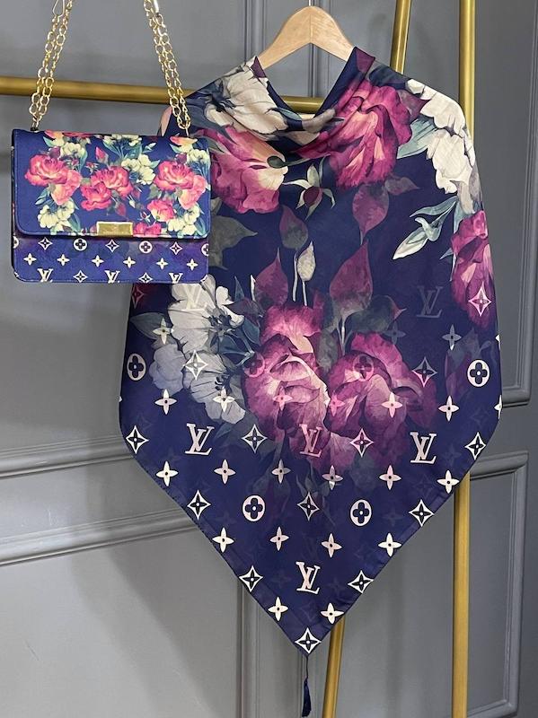 ست کیف و روسری طرح رز 1- 139