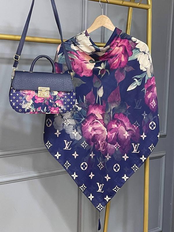 ست کیف و روسری طرح رز 2- 139