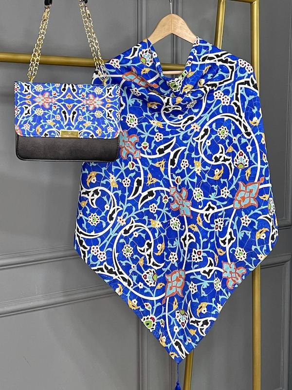 ست کیف و روسری طرح کاشی کاربونی 1-142