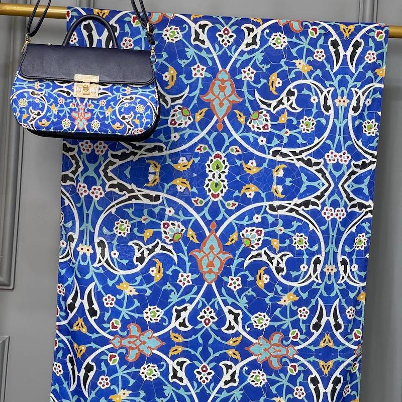 ست کیف و شال طرح کاشی کاربونی 22-142