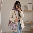 کیف زنانه کتان طوسی طرح یونیکورن صورتی
