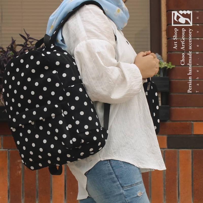 کوله پشتی خال خالی مشگی + جامدادی