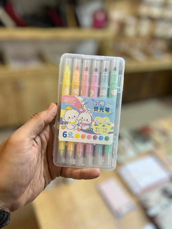 پک هایلایتر پاک‌کن‌دار 6 رنگ