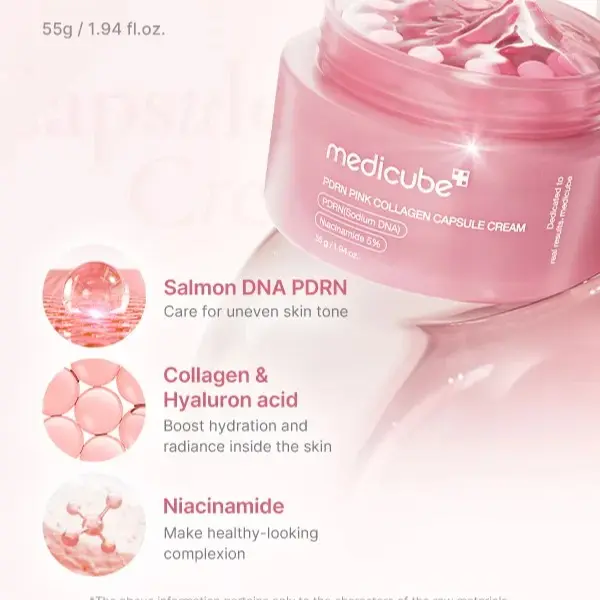کرم کپسولی PDRN و کلاژن صورتی مدیکیوب 55 گرم medicube – PDRN Pink Collagen Capsule Cream