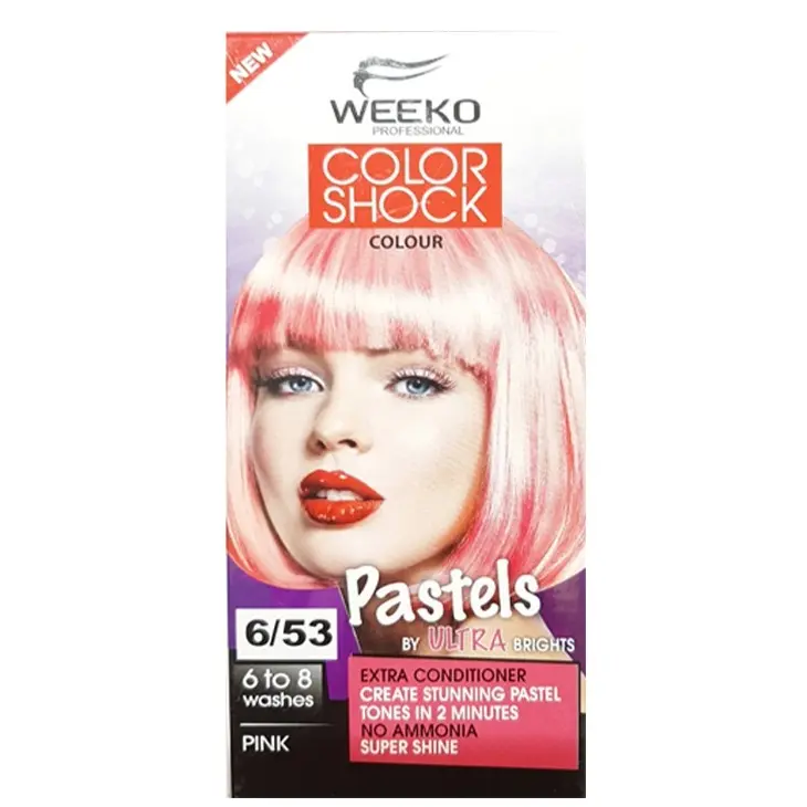 شامپو رنگ مو ویکو مدل COLOR SHOCK شماره 6.53 رنگ صورتی پاستیلی