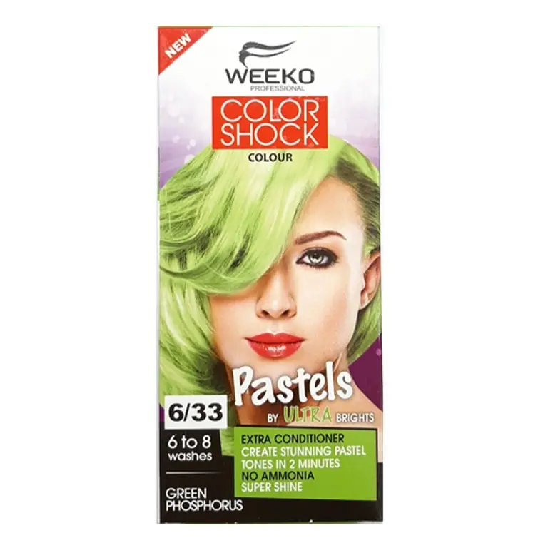 شامپو رنگ مو ویکو مدل COLOR SHOCK شماره 6.33 رنگ سبز فسفری