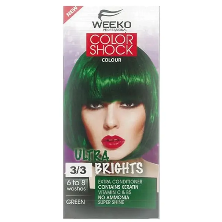 شامپو رنگ مو ویکو مدل COLOR SHOCK شماره 3.3 رنگ سبز