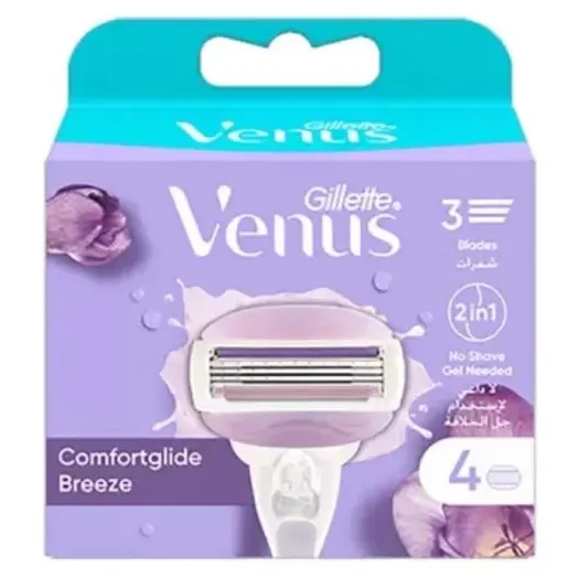 تیغ یدک ژیلت ونوس بریز ۳ لبه بسته ۴ عددی اصل