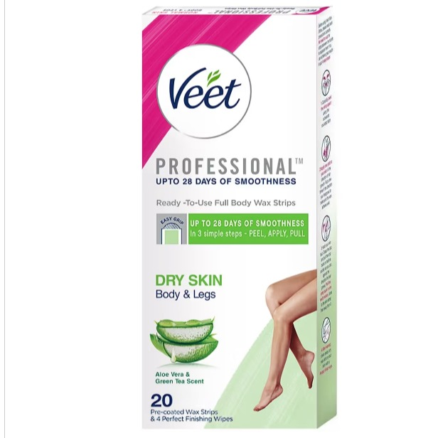 نوار موبر بدن ورقه ای ویت مخصوص پوست های خشک Veet Wax Strip Dry Skin بسته 20 عددی