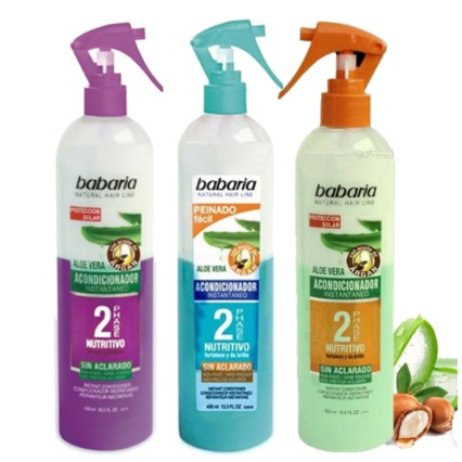 اسپری مو باباریا BABARIA ALOEVERA+ARGAN INSTANT CONDITIONER حجم500ml اصل