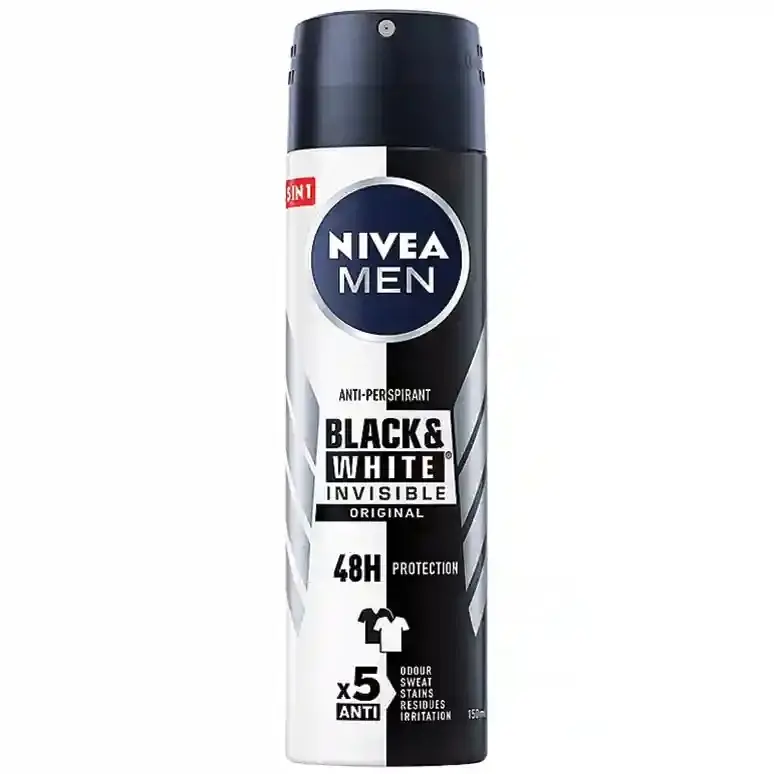اسپری مردانه نیوا Black & White Original حجم 150 میل Nivea Black & White Original For Men Spray