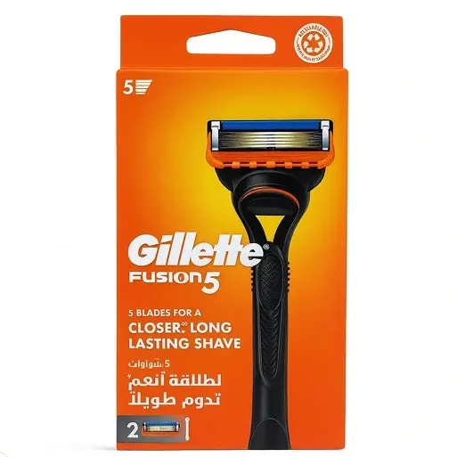 دسته ژیلت فیوژن ۵ همراه دو عدد تیغ یدک مخصوص اصلاح مردانه Gillette Fusion5 Razor + 2 Cartridges