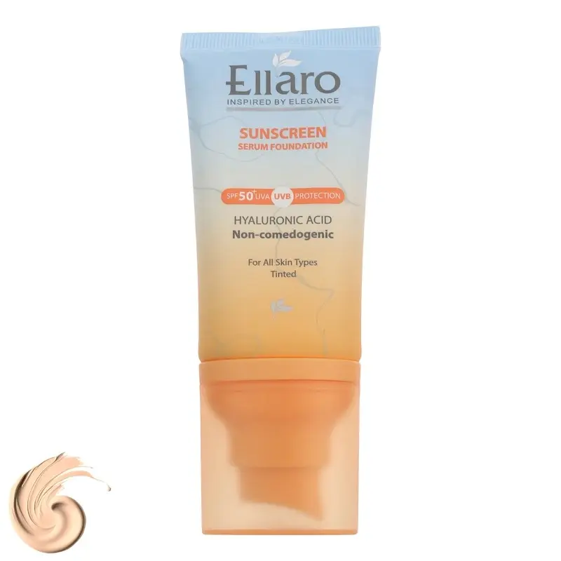 کرم ضد آفتاب رنگی صورت الارو SPF 50 مدل Hyaluronic acid ‌محافظ در برابر اشعه UVA و UVB مناسب برای انواع پوست حجم 40 میلی‌لیتر