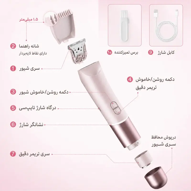 شیور بیکینی دو سر شیگلم SHEGLAM مدل Smooth Moves با چراغ LED SHEGLAM Smooth Moves Trimmer