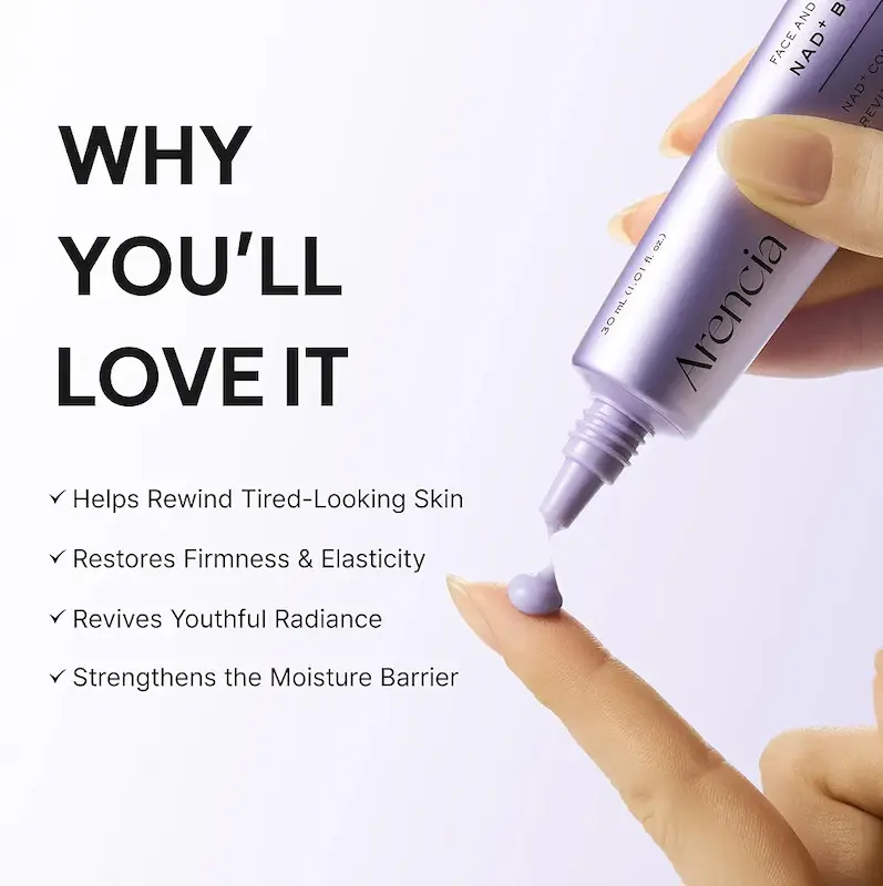 کرم مرطوب کننده و بوستر NAD+ آرنسیا Arencia NAD+ Booster Shot | آبرسان قوی صورت و دور چشم ۳۰ml