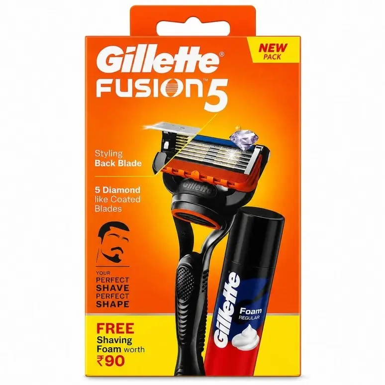 خودتراش ژیلت مدل fusion5 به همراه فوم اصلاح ۵۰ گرمی