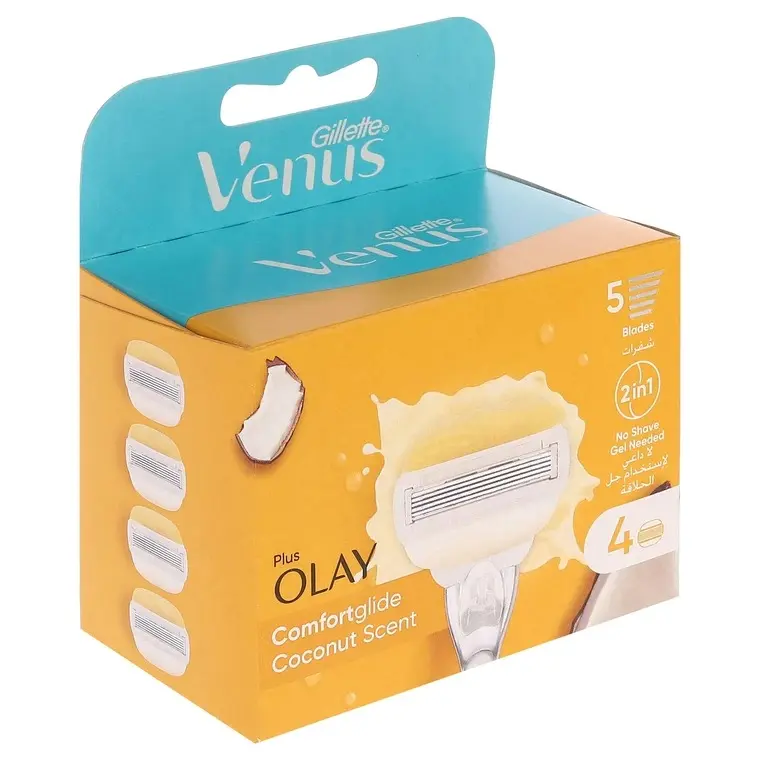 تیغ یدک ژیلت ونوس زرد مدل Olay Plus زنانه 5 لبه 4 عددی