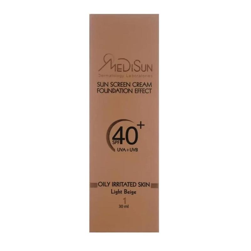 کرم ضد آفتاب تیوپی SPF 40 فاقد چربی مدیسان مناسب پوست چرب و حساس حجم 30 میلی لیتر - بژ روشن