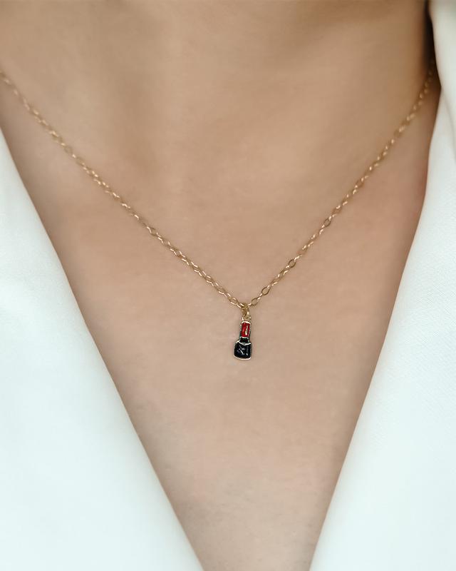 آویز میناکاری طرح رژلب مشکی