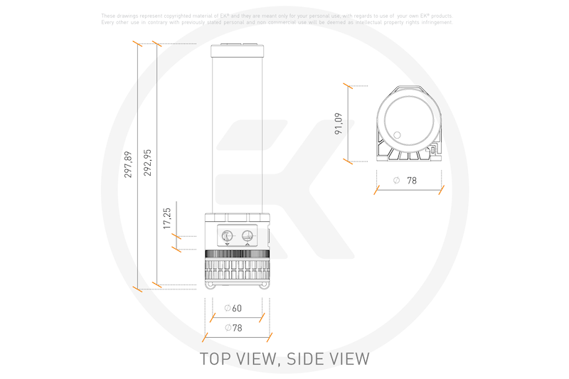 پمپ و مخزن خنک کننده کامپیوتر EK-Quantum Kinetic TBE 300 D5 PWM D-RGB - Acetal