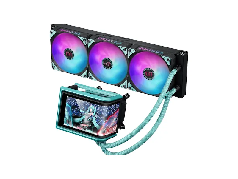 کولر مایع ASUS ROG RYUO IV 360  کولر پردازنده ۳۶۰ میلی‌متری  کولر ARGB Hatsune Miku  کولر برای سیستم گیمینگ  کولر مایع ۶۶۷ اینچ AMOLED  فن MF-12C aRGB  کولر با نورپردازی Aura Sync  خنک‌کننده CPU برای اورکلاکینگ  کولر ASUS برای پردازنده‌های نسل جدید  کولر مایع کم‌صدا