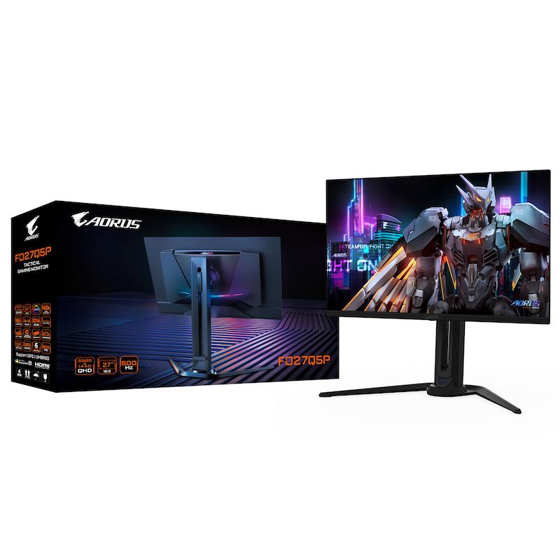 GIGABYTE Aorus FO27Q5P  مانیتور گیمینگ 27 اینچ  QD-OLED  QHD  500Hz  زمان پاسخگویی 0.03ms  NVIDIA G-SYNC  VESA DisplayHDR True Black 500  مانیتور سریع  پشتیبانی از HDR  HDMI 2.1  DisplayPort 1.4  مانیتور حرفه‌ای  مانیتور گیمینگ با نرخ بروزرسانی بالا  Adaptive-Sync  مانیتور گیمینگ برای FPS  گیمینگ حرفه‌ای