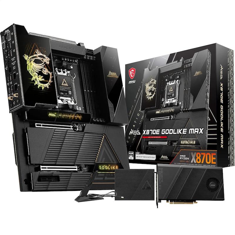 MSI MEG X870E GODLIKE MAX, MSI X870E Motherboard, AM5 Gaming Motherboard, AMD X870E Chipset, DDR5 Motherboard, PCIe 5.0 Motherboard, Wi-Fi 7 Motherboard, AI PC Motherboard, Workstation Motherboard, Creator Motherboard, M.2 Gen5 Motherboard, 10Gb LAN Motherboard, Premium MSI Motherboard